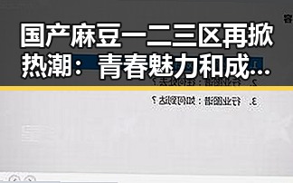 国产麻豆一二三区再掀热潮:青春魅力和成长故事的真实展现